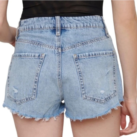 DYNAMITE High Waist Distressed Cutoff Shorts Medium Blue High Waist Frayed 30 - Picture 2 of 11
